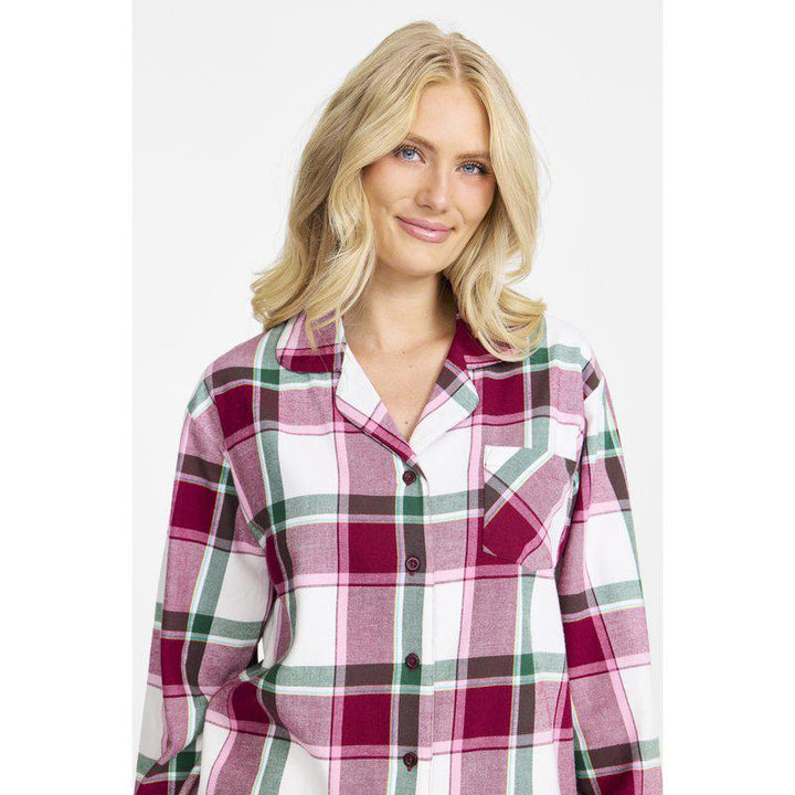 Damella flanellpysjamas med rutemønster i 100 % bomull detaljbilde