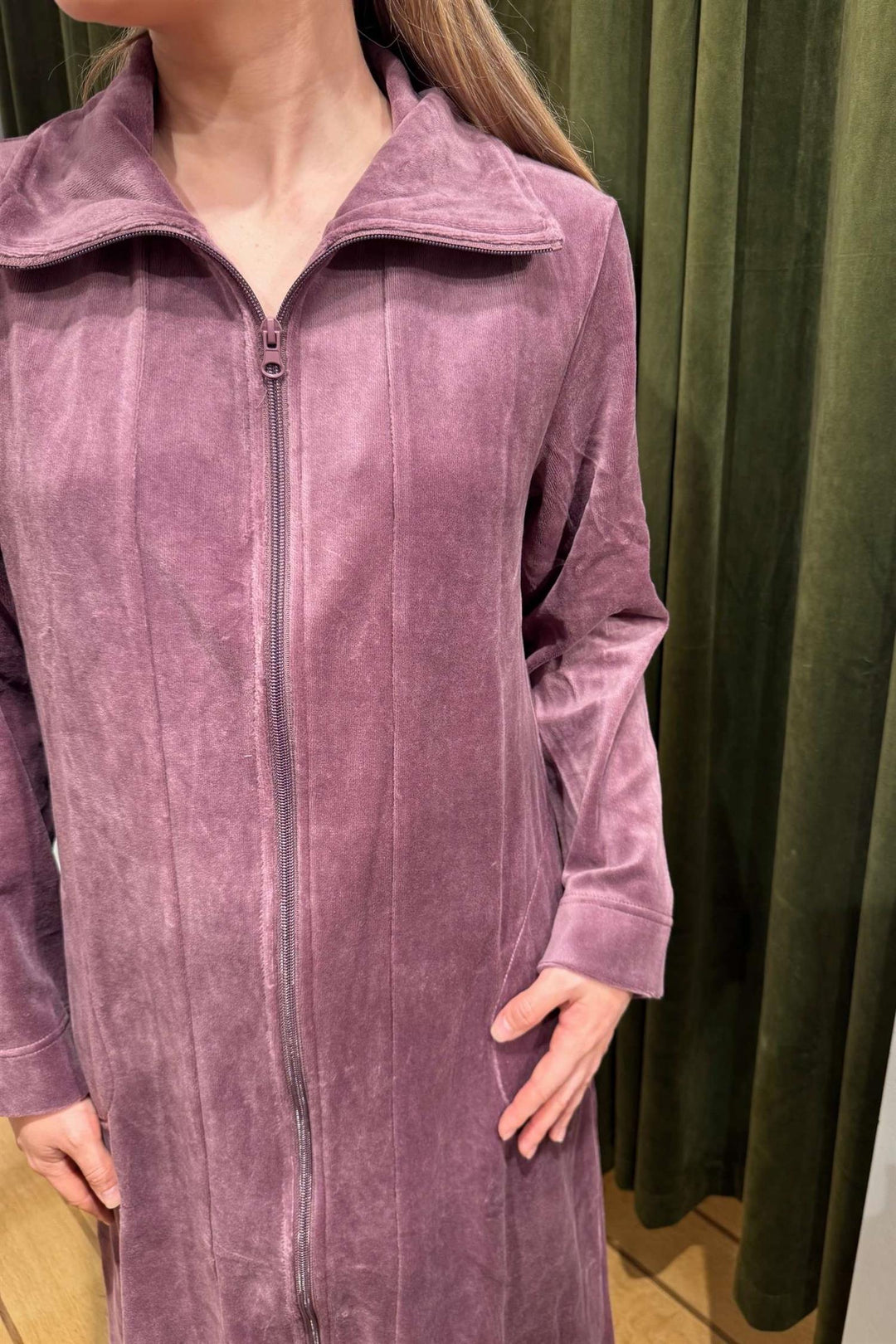 Morgenkåpe Velour Glidelås Heather