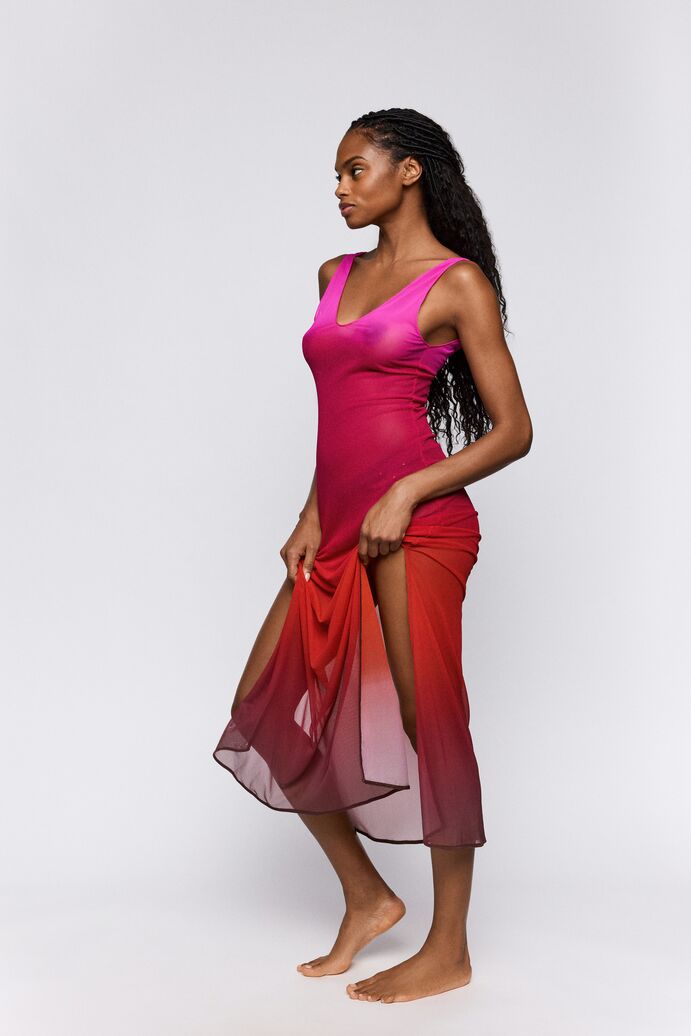 Sarda Tomorrowland Rojas kjole mesh transparent.