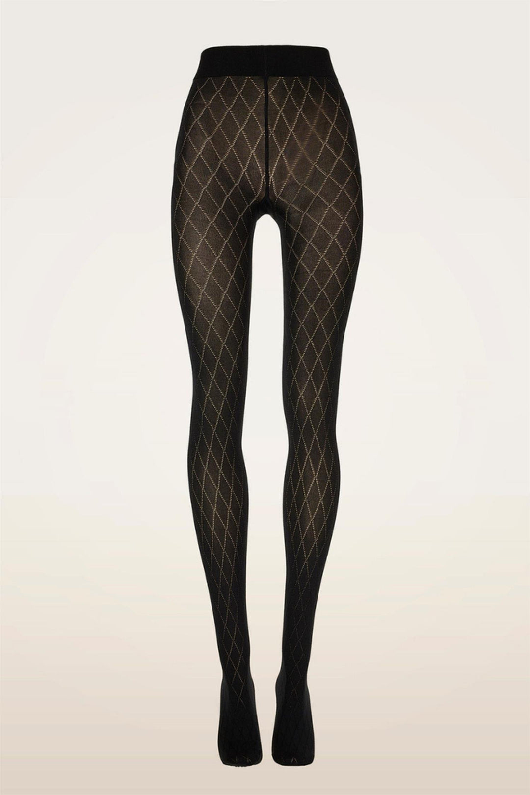 Wolford Cotton Diamond Tights svart med diamantmønster