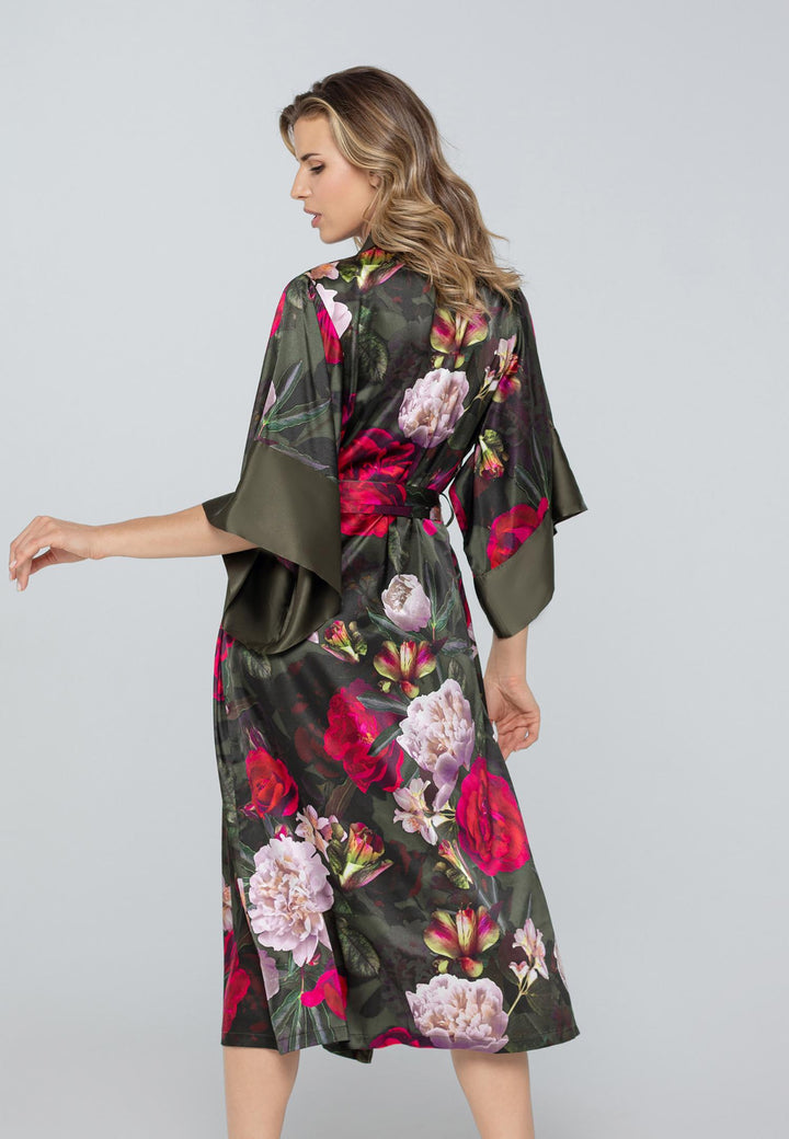 Petal Beauty Kimono Silke Mørk Grønn